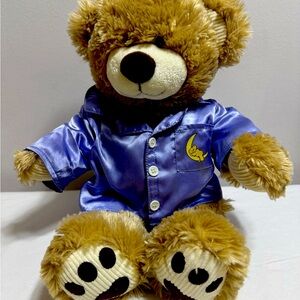 BAB Brown Teddy Bear Plush Stuffed Animal w Purple/Lavender PJ'S 15" Soft Fur